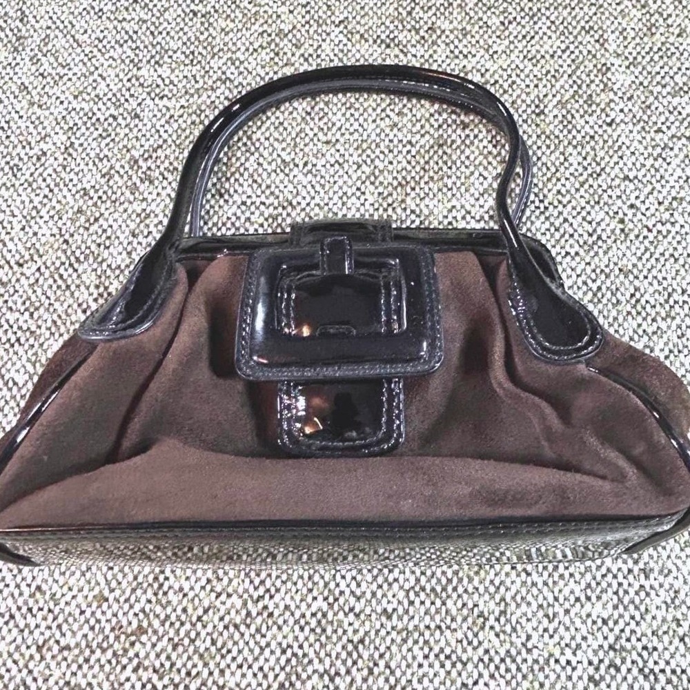 Y2K Banana Republic Chocolate Brown Satin Satchel Evening Bag